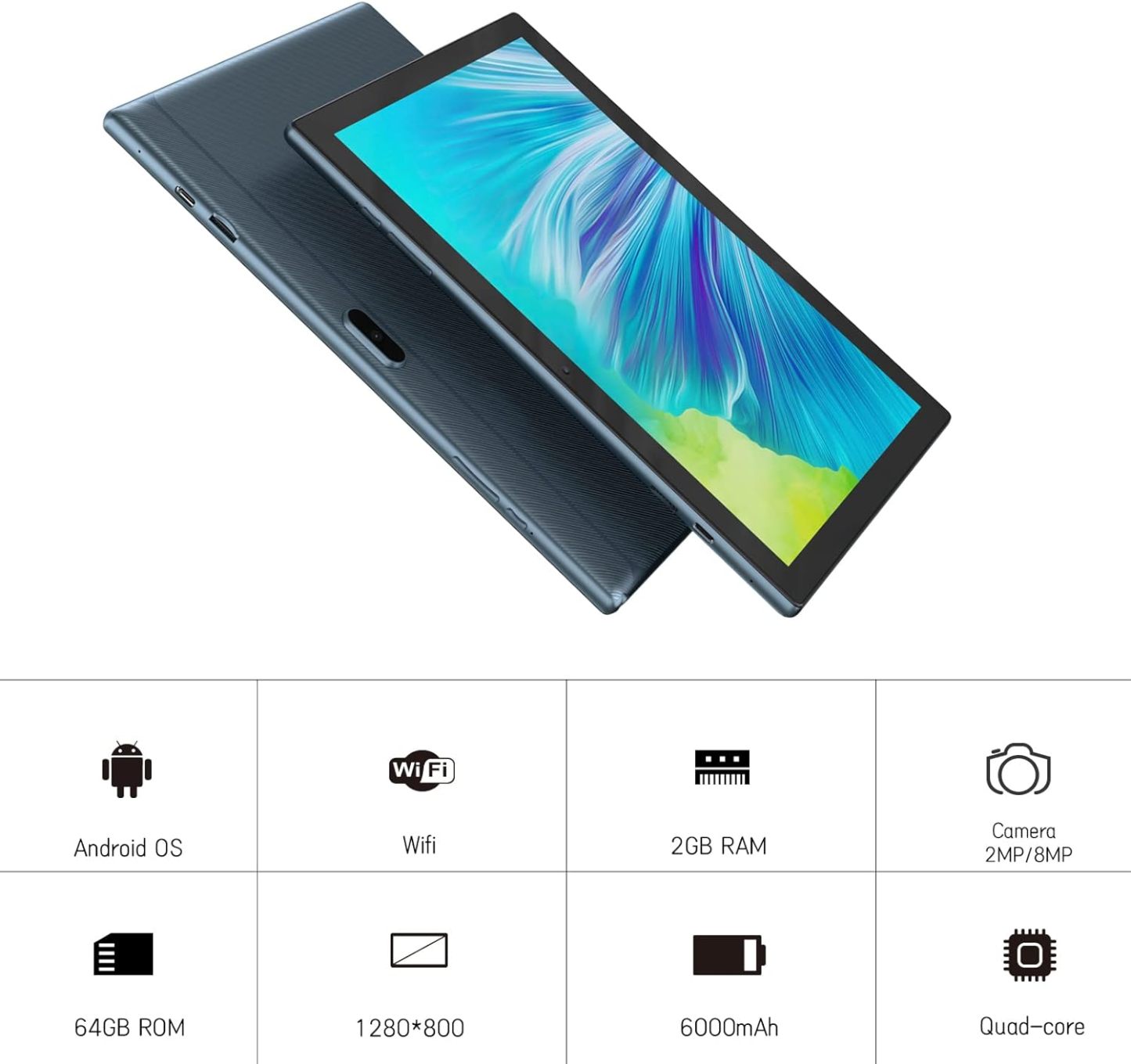 Tablet con teclado 2 en 1, Android 11, 10.1 pulgadas FHD, con teclado/mouse/funda/lápiz capacitivo/película templada, 64 GB+2 GB, Wi-Fi, cámara dual 8 MP, procesador quad core, batería 6,000 mAh, rosa