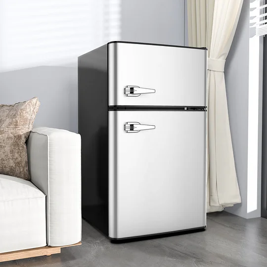 R.W.FLAME Puerta doble 3.2 Cu. Pie. Frigorífico compacto Mini frigorífico con congelador