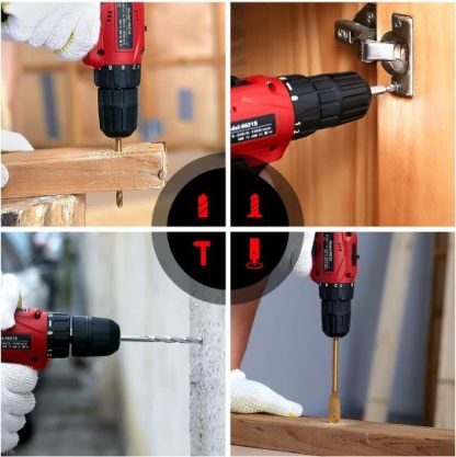 Tool Set with Drill, 108Pcs Cordless Drill Household Power Tools Set with 16.8V Lithium Driver Claw Hammer Wrenches Pliers DIY Accessories Tool Kit