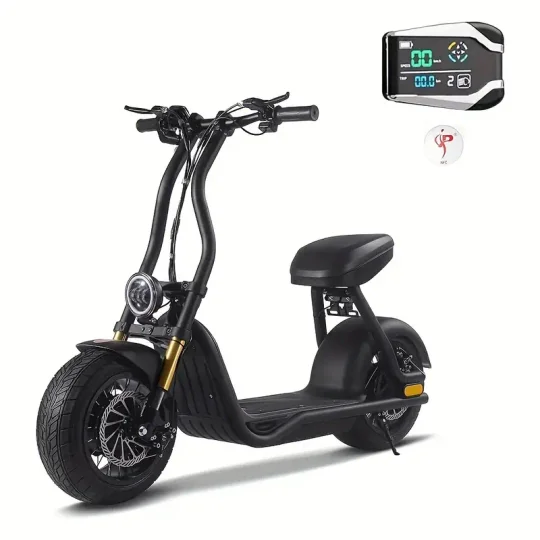 Ciclomotores para adultos, ciclomotor, , scooter eléctrico de neumáticos gruesos, scooter eléctrico de alta resistencia. Ciclomotor eléctrico para adultos, scooter eléctrico para adultos con asiento, batería de litio de 48 V 12 Ah