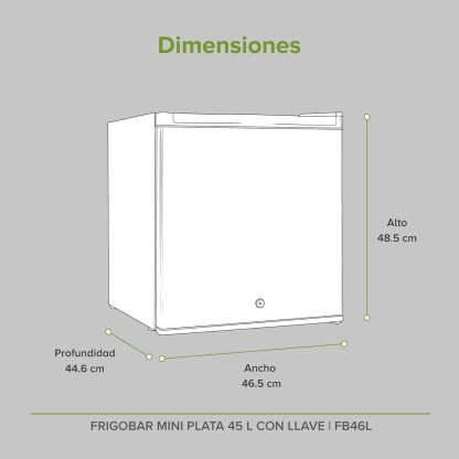 AVERA Frigobar con congelador de 1.6 pies, mini bar con capacidad de 45 L, mini refrigerador con llave, refrigerador con control de temperatura ajustable, puerta reversible de color plata | FB46L