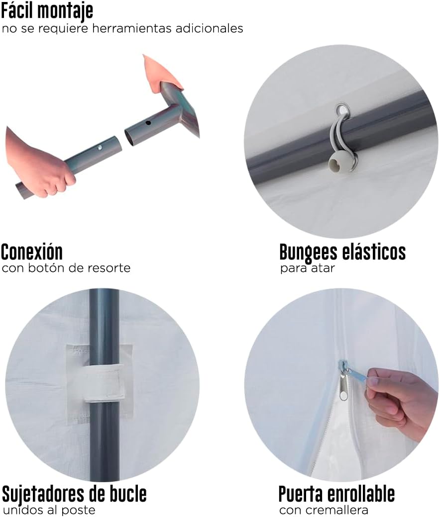 Carpa Armable para Auto 6x3 m con Paredes Laterales | Toldo Reforzado de Acero Galvanizado | Resistente al Sol y Lluvia | Ideal para Jardín, Eventos o Almacén | Fácil de Montar | Color Beige