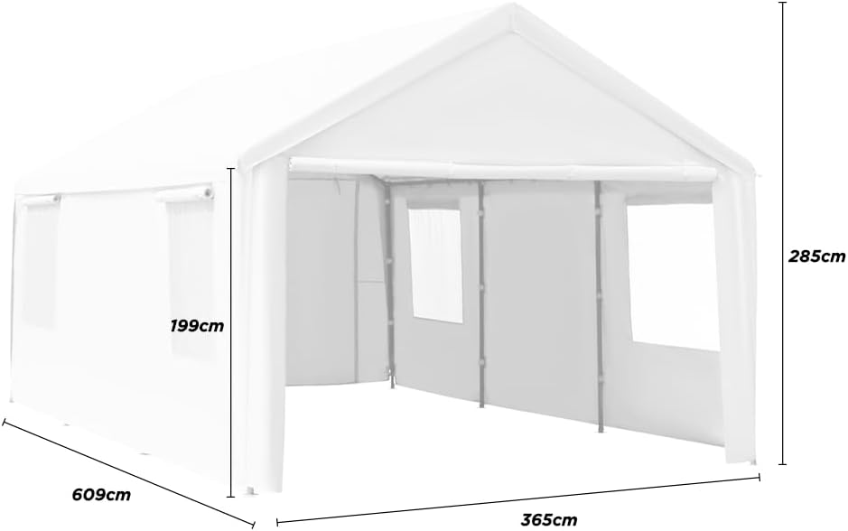 Carpa Armable para Auto 6x3 m con Paredes Laterales | Toldo Reforzado de Acero Galvanizado | Resistente al Sol y Lluvia | Ideal para Jardín, Eventos o Almacén | Fácil de Montar | Color Beige