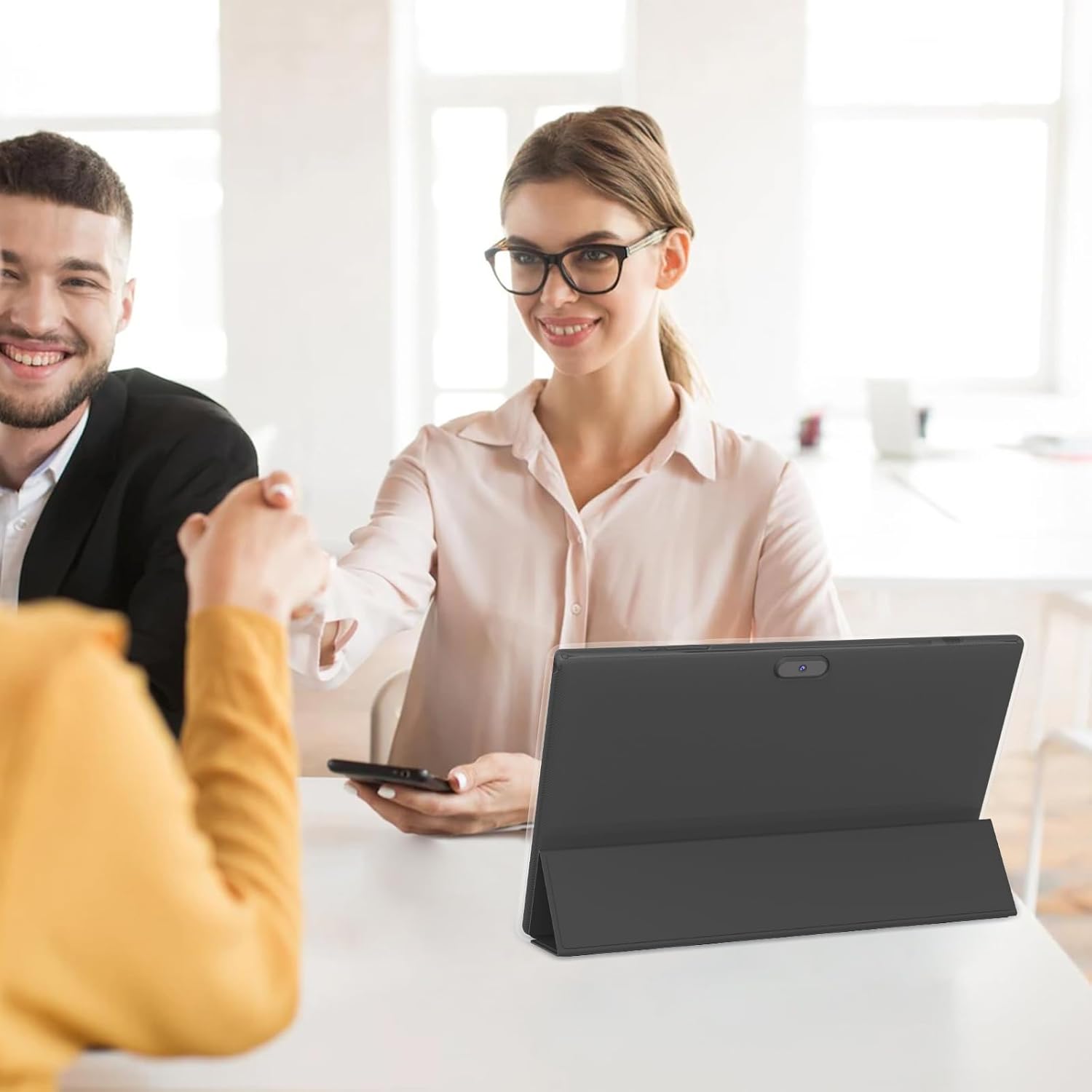 Tablet con teclado 2 en 1, Android 11, 10.1 pulgadas FHD, con teclado/mouse/funda/lápiz capacitivo/película templada, 64 GB+2 GB, Wi-Fi, cámara dual 8 MP, procesador quad core, batería 6,000 mAh, rosa