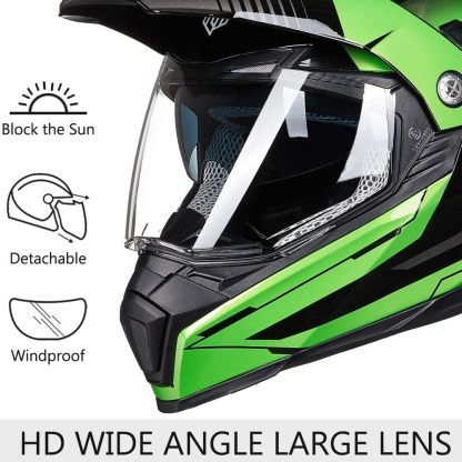 ILM - Casco deportivo doble para motocicleta, visor para el sol, casco para todoterreno, motocross, certificado por el DOT.