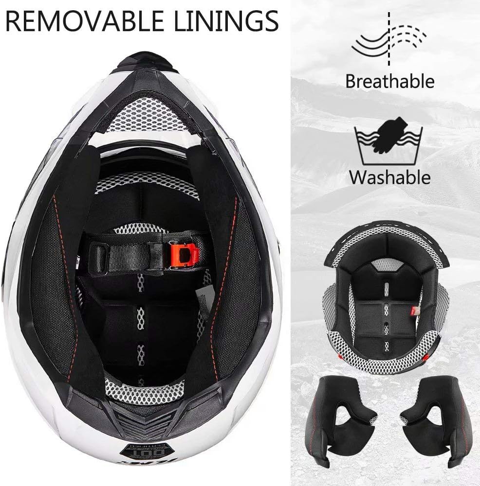 ILM - Casco deportivo doble para motocicleta, visor para el sol, casco para todoterreno, motocross, certificado por el DOT.