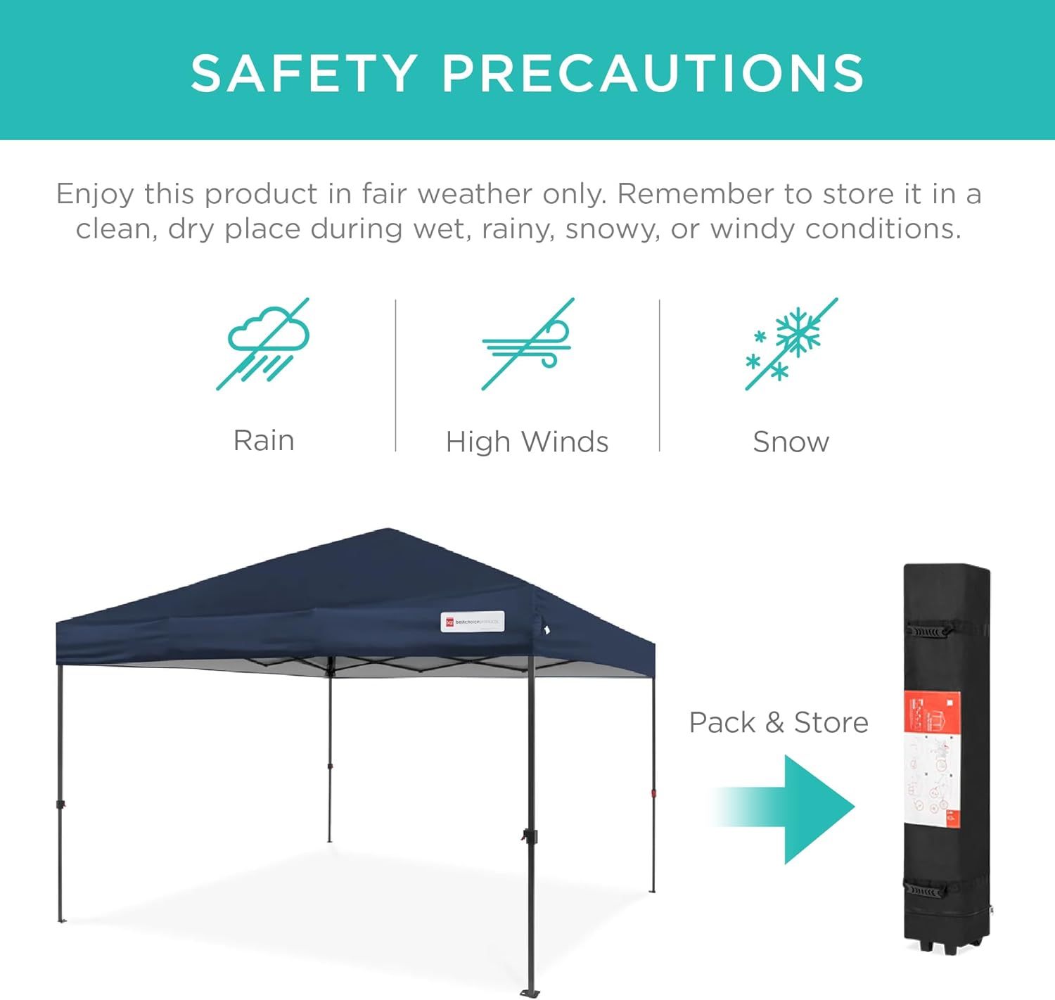 Best Choice Products - Toldo de armado fácil de 1 persona con un botón, tienda portátil e instantánea, funda, 3 x 3 metros, 4 bolsas de peso, color azul