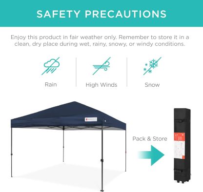 Best Choice Products - Toldo de armado fácil de 1 persona con un botón, tienda portátil e instantánea, funda, 3 x 3 metros, 4 bolsas de peso, color azul