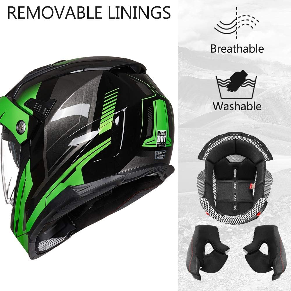 ILM - Casco deportivo doble para motocicleta, visor para el sol, casco para todoterreno, motocross, certificado por el DOT.