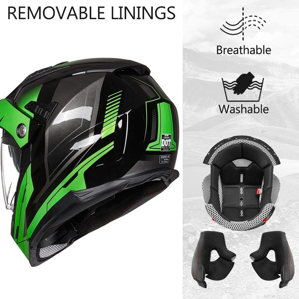 ILM - Casco deportivo doble para motocicleta, visor para el sol, casco para todoterreno, motocross, certificado por el DOT.