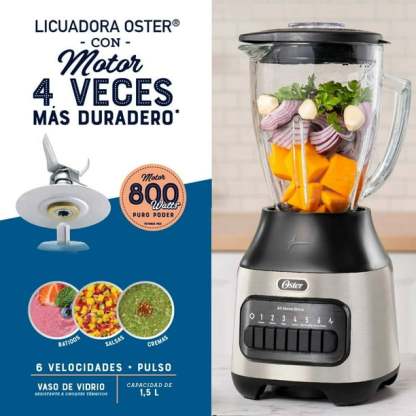 Licuadora Oster 6 velocidades con Pulso + Vaso BNG Plata