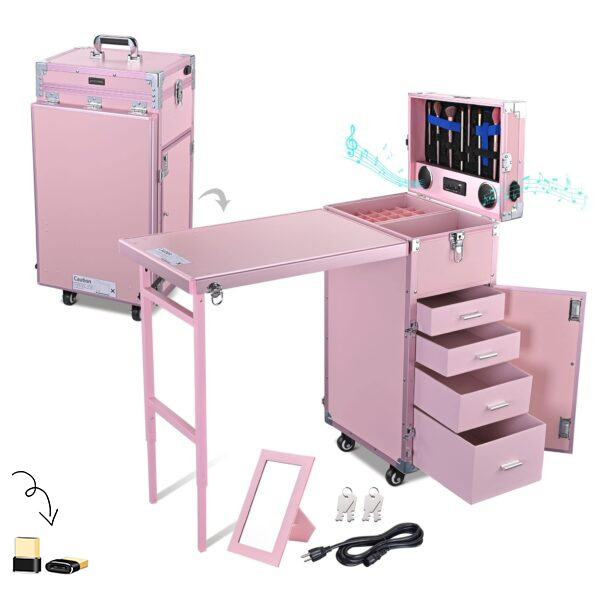 ¡Solo MXN499 por 24 horas! Mesa de manicura con ruedas ¡Estación de maquillaje!