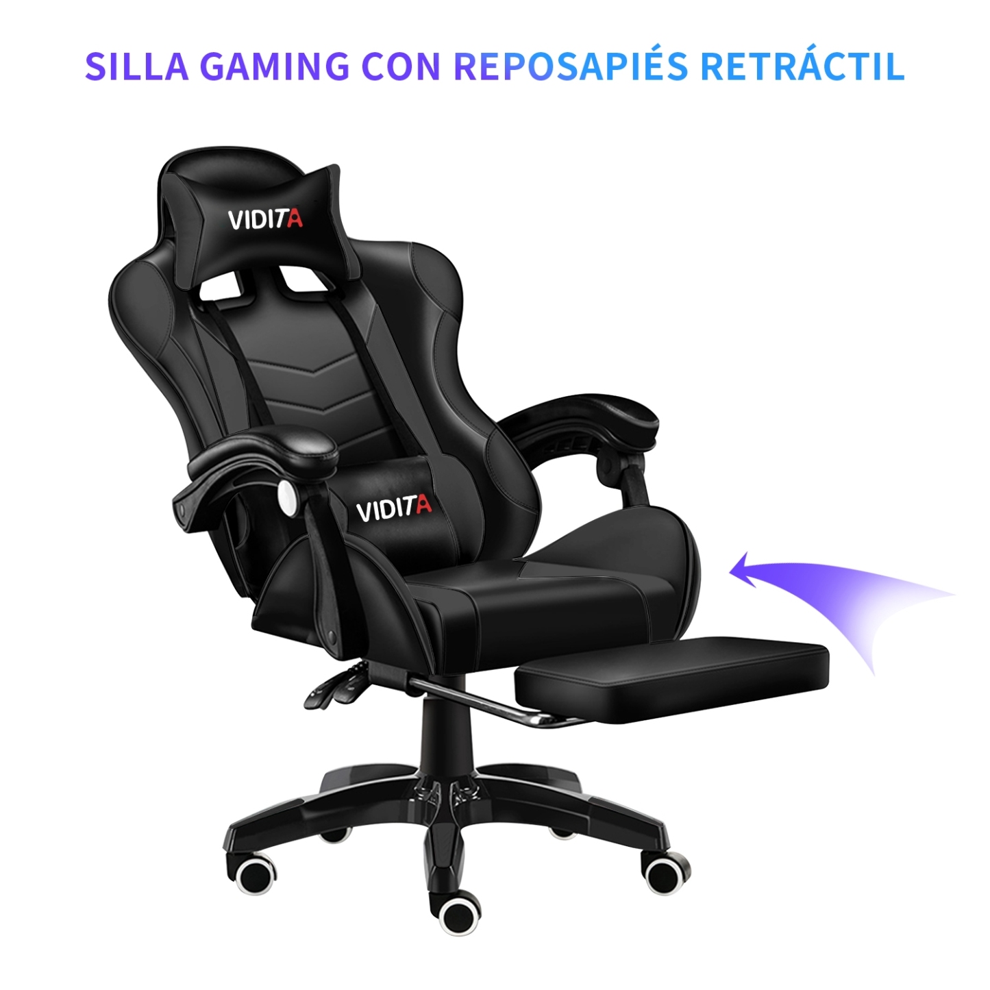 Set Silla Gamer Con Reposapiés y Escritorio Gamer X-RGB 120cm Negro