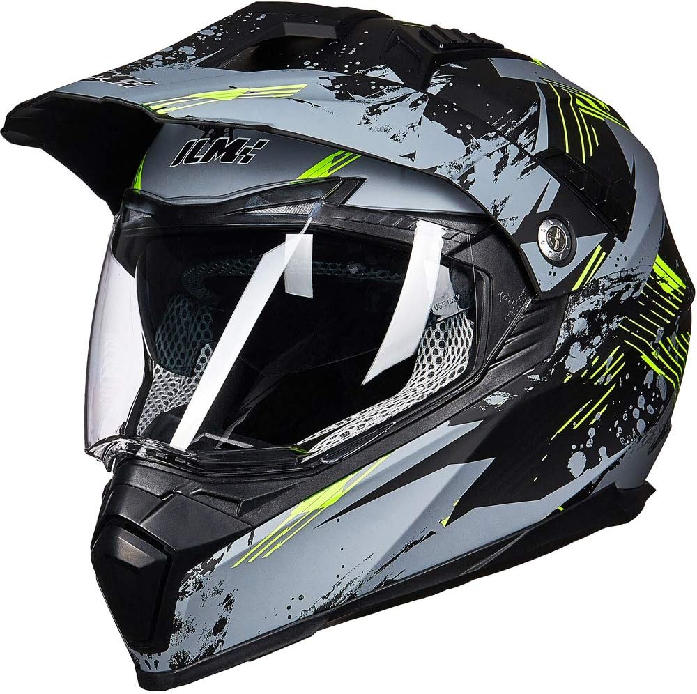 ILM - Casco deportivo doble para motocicleta, visor para el sol, casco para todoterreno, motocross, certificado por el DOT.