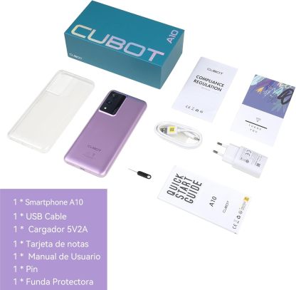 CUBOT Celular A10, Android 14 Smartphone Desbloqueado con Batería de 5100mAh,12(4+8 Extendido) GB RAM 128GB ROM,6.56" HD+ Pantalla Teléfono 48MP Principal Cámara,90Hz/5G WiFi/Face ID