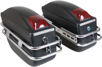 zolyet Alforjas rígidas para Motocicleta, Caja de Almacenamiento Lateral Universal, baúl Trasero con luz y Cerradura, 1 par Negro