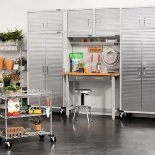 Gabinete De Almacenaje Alto Con Ruedas Acero Inoxidable Msi