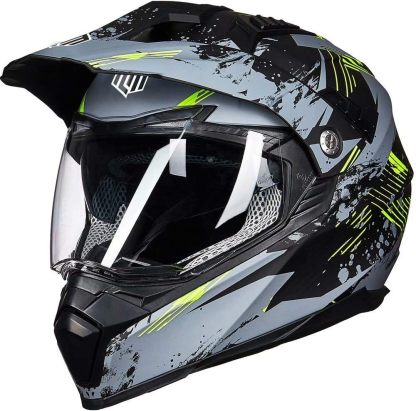 ILM - Casco deportivo doble para motocicleta, visor para el sol, casco para todoterreno, motocross, certificado por el DOT.