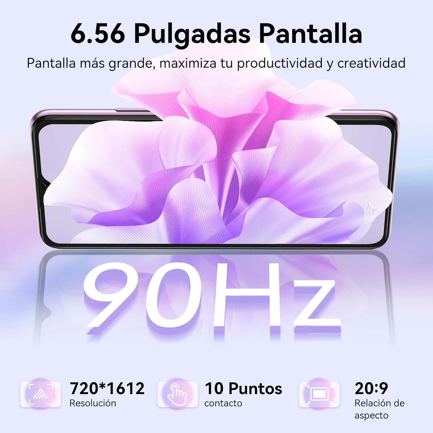 CUBOT Celular A10, Android 14 Smartphone Desbloqueado con Batería de 5100mAh,12(4+8 Extendido) GB RAM 128GB ROM,6.56" HD+ Pantalla Teléfono 48MP Principal Cámara,90Hz/5G WiFi/Face ID