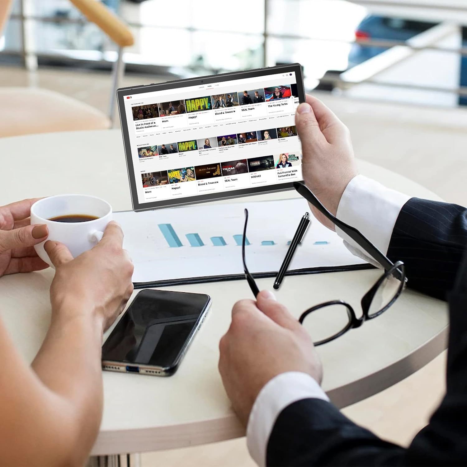 Tablet con teclado 2 en 1, Android 11, 10.1 pulgadas FHD, con teclado/mouse/funda/lápiz capacitivo/película templada, 64 GB+2 GB, Wi-Fi, cámara dual 8 MP, procesador quad core, batería 6,000 mAh, rosa