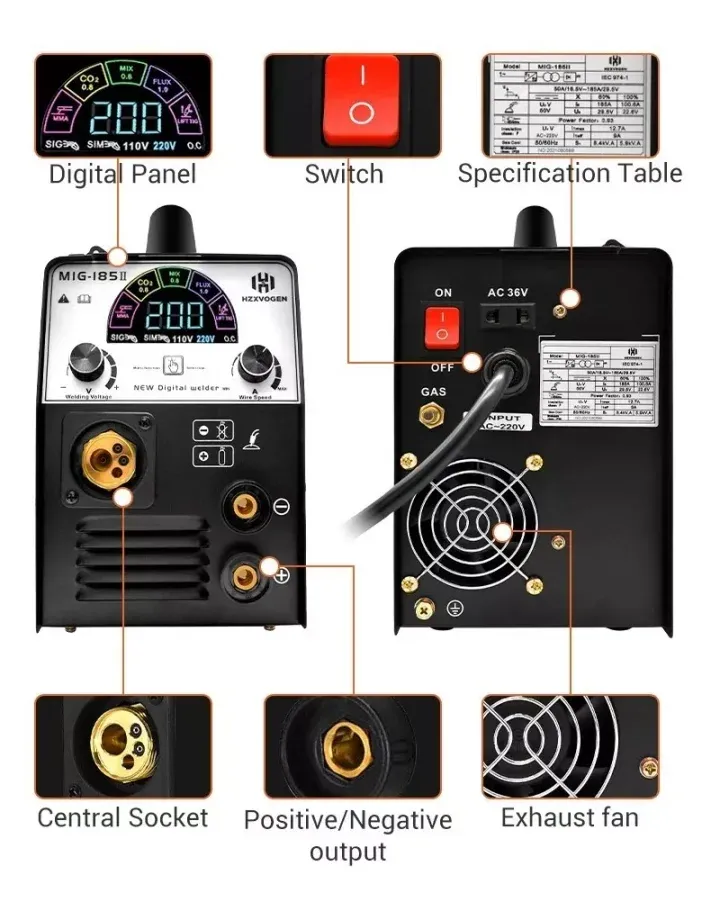 Soldadora 4 En 1 Hzxvogen Mig Gas No Gas Tig Mma 110v/220v
