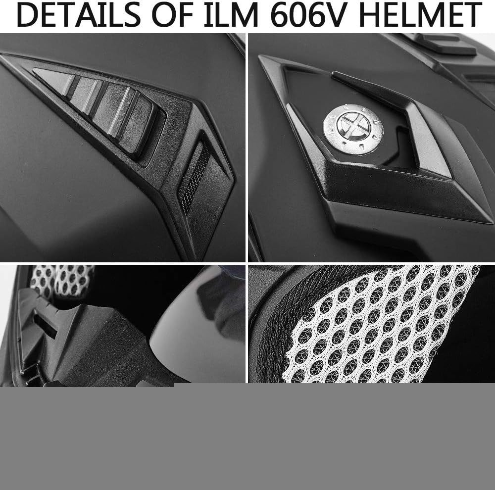 ILM - Casco deportivo doble para motocicleta, visor para el sol, casco para todoterreno, motocross, certificado por el DOT.