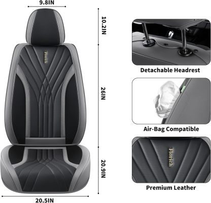 FLORICH - Juego completo de fundas de asiento de piel, fundas universales para 5 asientos, protector de asiento de coche, cojín de piel para asiento de coche, fundas de asiento de automóvil marrones,