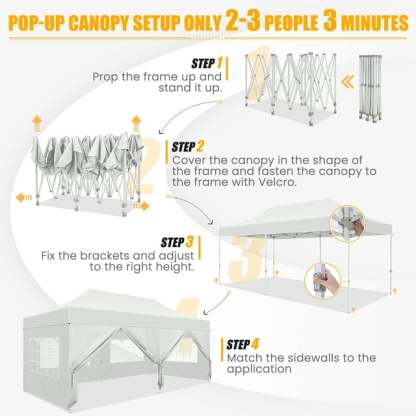 10'x20' Pop up Canopy Tent Heavy Duty Party Tent with 6 Removable Sidewalls, Outdoor Waterproof & Party Wedding Gazebo with Roller Bag, 4 Sandbag