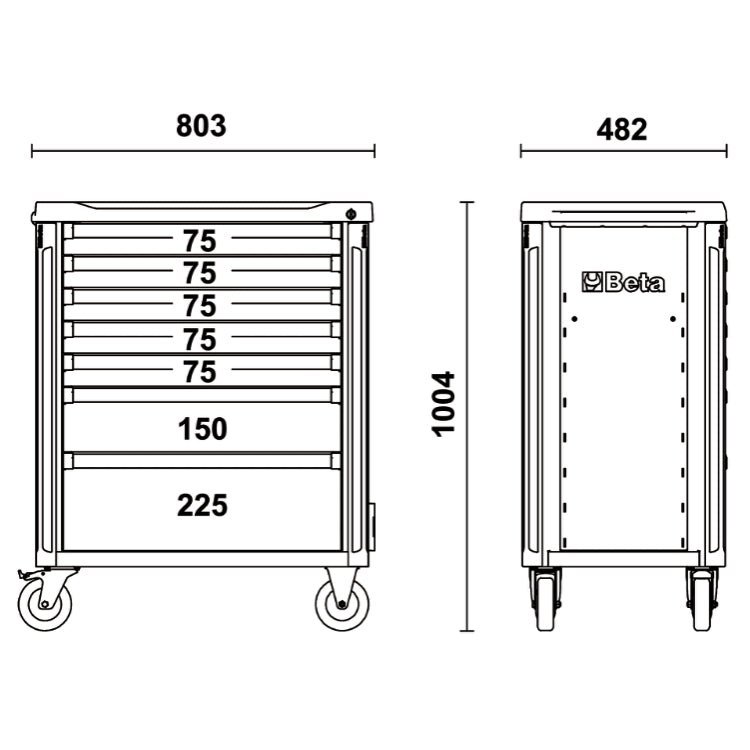 Armario de herramientas móvil con 7 cajones (incluye 273 herramientas)