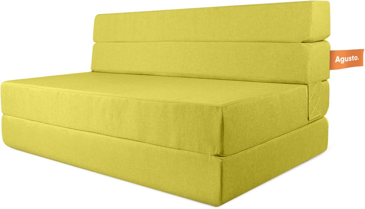 AGUSTO Sofá Cama Matrimonial Multifunción Colchon Plegable Futon Chaise Sillon Puff (Gris Oxford)