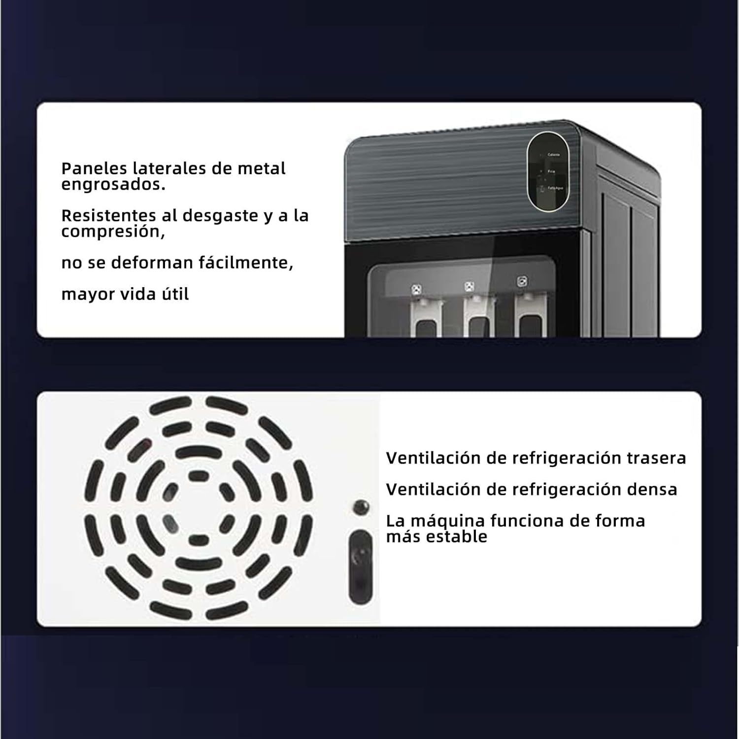 Despachador de Agua Garrafon Oculto 3 Ajustes de Temperatura Dispensador de Agua-Caliente Fría y A gua de la Habitación Dispensador de AG UA de Acero Apto para Botellas de 18.5 L (Gris)