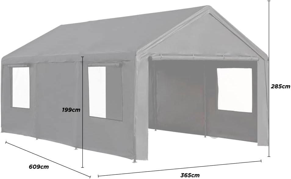 Carpa Armable para Auto 6x3 m con Paredes Laterales | Toldo Reforzado de Acero Galvanizado | Resistente al Sol y Lluvia | Ideal para Jardín, Eventos o Almacén | Fácil de Montar | Color Beige