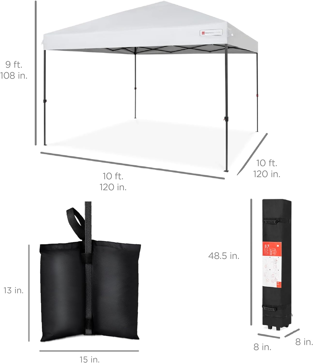 Best Choice Products - Toldo de armado fácil de 1 persona con un botón, tienda portátil e instantánea, funda, 3 x 3 metros, 4 bolsas de peso, color azul