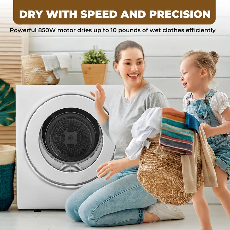  r de Ropa Port&aacute;til de 110V 850W,  r de Ropa de Lavander&iacute;a Compacto de 1.6 pies c&uacute;bicos con Carga Frontal de Acero Inoxidable, M&aacute;quina de   El&eacute;ctrica con Tubo de Acero Inoxidable para Apartamentos, RVs, Dormitorios,   y Control   detalles 7