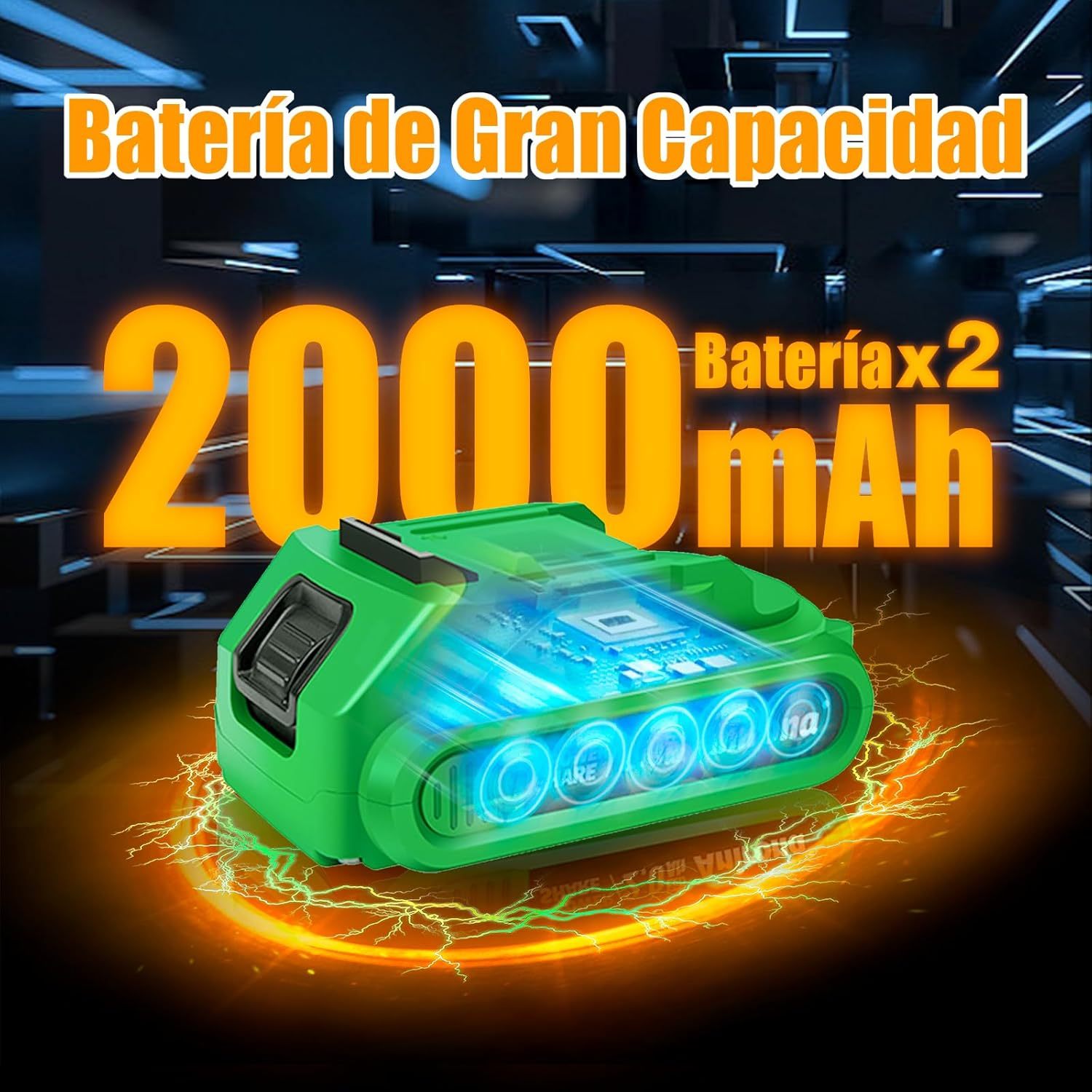 ANIRONA Kit De Atornillador De Impacto & Rotomartillo Sin Carbones, Kit Combinado de Taladro Inalámbrico Sin Escobillas Con 2 * 2000Mah Batería y Velocidades Variables