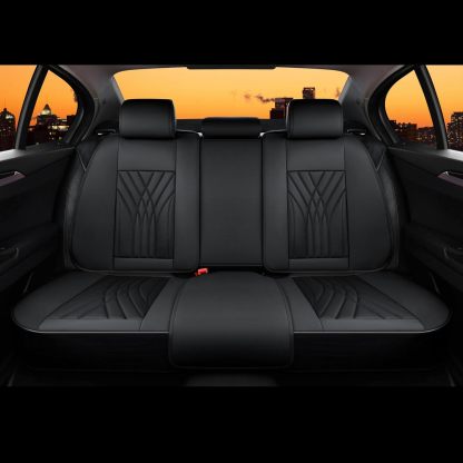 FLORICH - Juego completo de fundas de asiento de piel, fundas universales para 5 asientos, protector de asiento de coche, cojín de piel para asiento de coche, fundas de asiento de automóvil marrones,