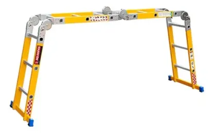 Escalera Multiposiciones Dielectrica Fibra Vidrio Peldaños Color Amarillo