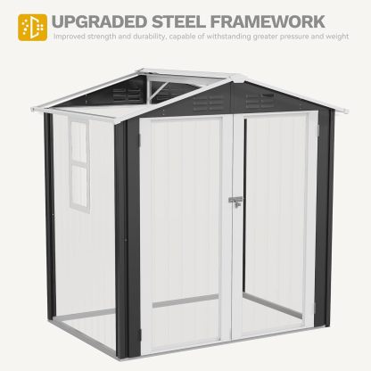 DWVO - Cobertizo de Almacenamiento para Exteriores con Ventana, 6 x 4 pies con Cerradura de Metal con Techo Inclinado para Herramientas, Bicicletas, Ideal para Patio Trasero, Patio, cochera, césped