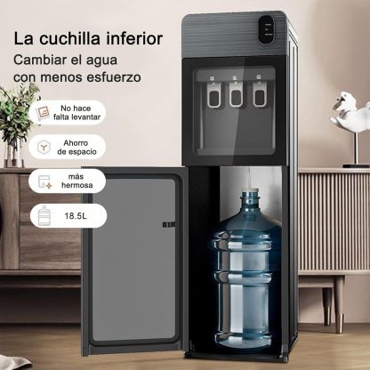 Despachador de Agua Garrafon Oculto 3 Ajustes de Temperatura Dispensador de Agua-Caliente Fría y A gua de la Habitación Dispensador de AG UA de Acero Apto para Botellas de 18.5 L (Gris)