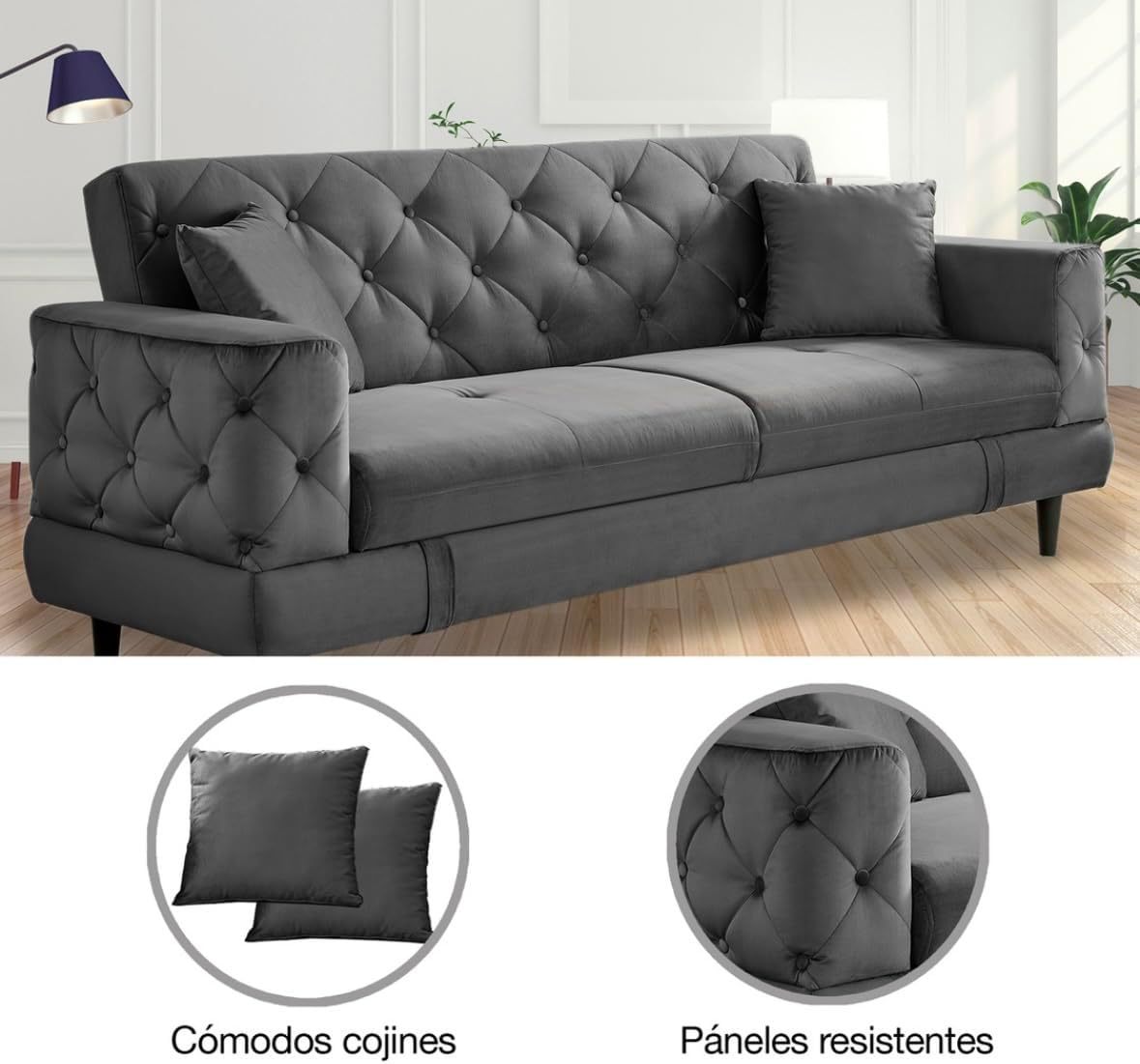 EKE Sofácama Sofa Cama Futón Sillón Sala Reclinable Moderno Minimalista Fresco Duradero Calidad Cojines