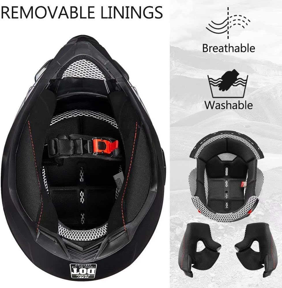 ILM - Casco deportivo doble para motocicleta, visor para el sol, casco para todoterreno, motocross, certificado por el DOT.