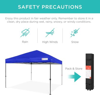 Best Choice Products - Toldo de armado fácil de 1 persona con un botón, tienda portátil e instantánea, funda, 3 x 3 metros, 4 bolsas de peso, color azul