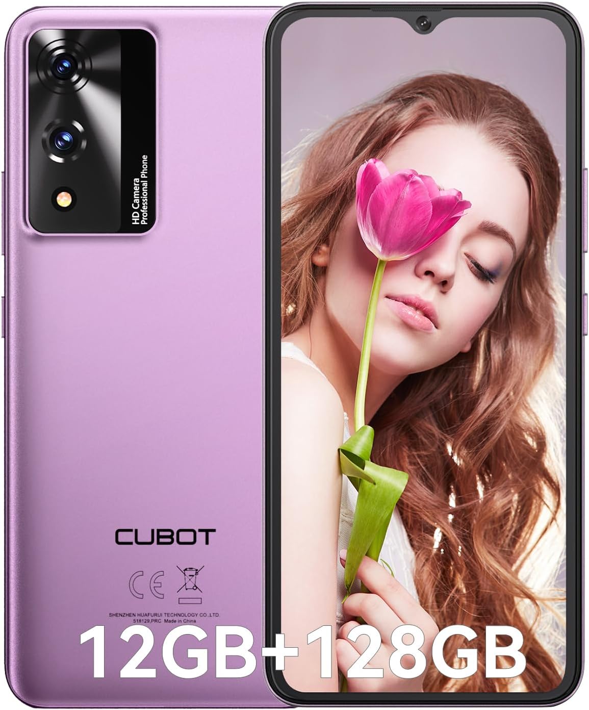 CUBOT Celular A10, Android 14 Smartphone Desbloqueado con Batería de 5100mAh,12(4+8 Extendido) GB RAM 128GB ROM,6.56" HD+ Pantalla Teléfono 48MP Principal Cámara,90Hz/5G WiFi/Face ID