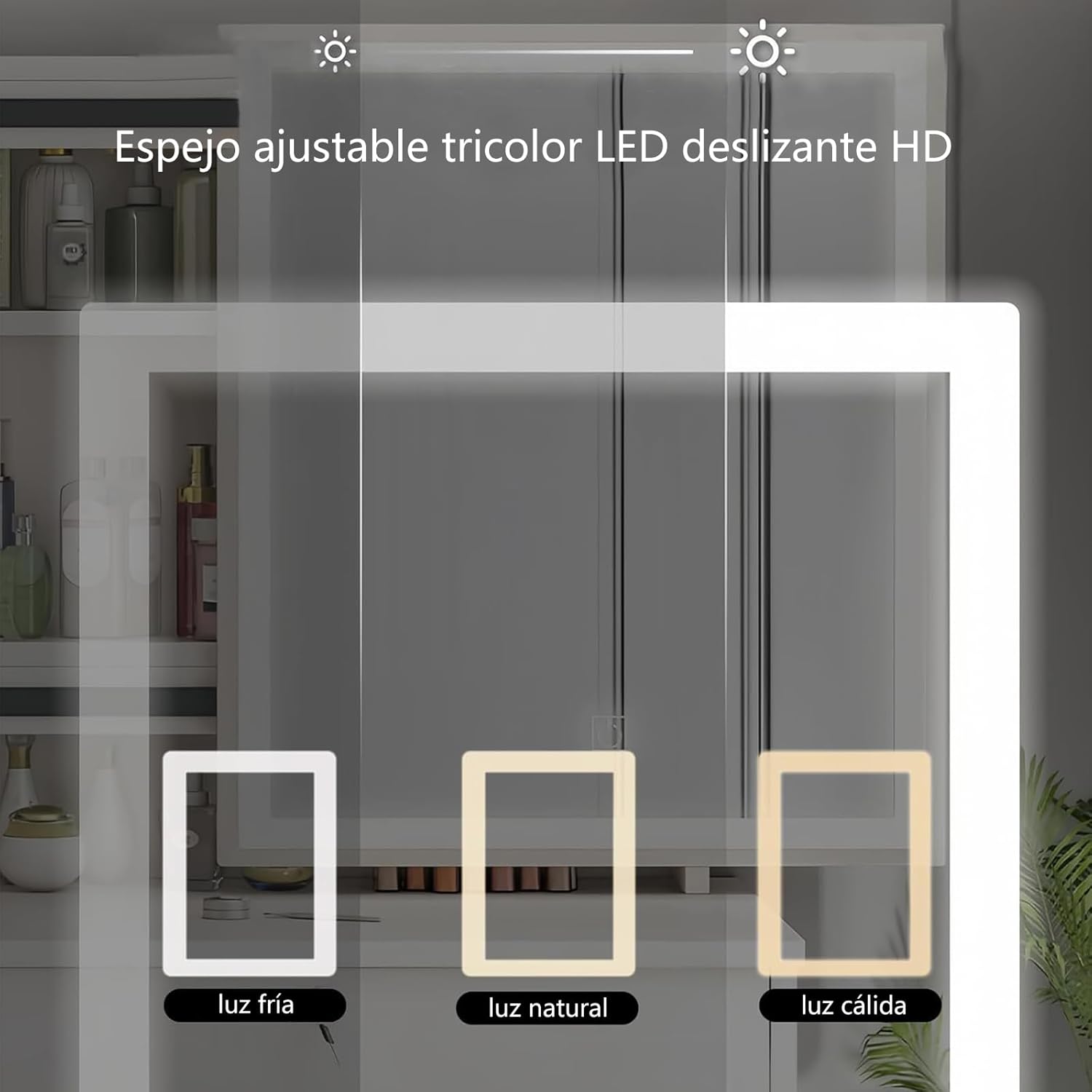 CAREEPD Tocador Vanity con Espejo luz led, tocador con Espejo con 4 Cajones, Escritorio de Maquillaje con Espejo Iluminado Led en 3 Colores,Blanco cálido Tocador de señora (Gabinete Izquierdo)