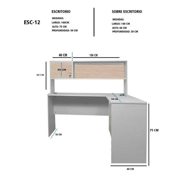Escritorio En L Para Computadora SELINN Con Cajones