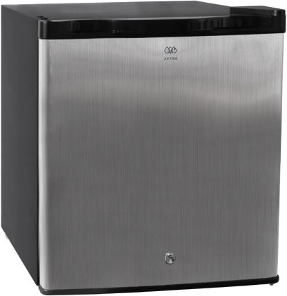 AVERA Frigobar con congelador de 1.6 pies, mini bar con capacidad de 45 L, mini refrigerador con llave, refrigerador con control de temperatura ajustable, puerta reversible de color plata | FB46L