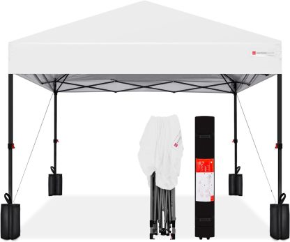 Best Choice Products - Toldo de armado fácil de 1 persona con un botón, tienda portátil e instantánea, funda, 3 x 3 metros, 4 bolsas de peso, color azul