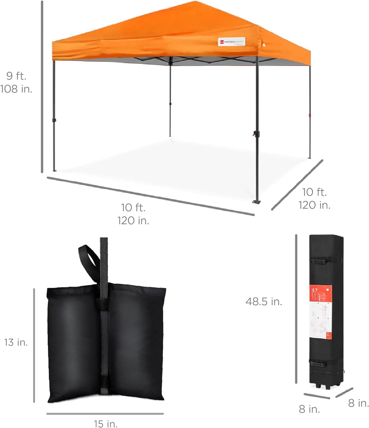 Best Choice Products - Toldo de armado fácil de 1 persona con un botón, tienda portátil e instantánea, funda, 3 x 3 metros, 4 bolsas de peso, color azul