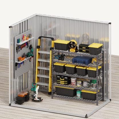 DWVO - Cobertizo de Almacenamiento para Exteriores con Ventana, 6 x 4 pies con Cerradura de Metal con Techo Inclinado para Herramientas, Bicicletas, Ideal para Patio Trasero, Patio, cochera, césped