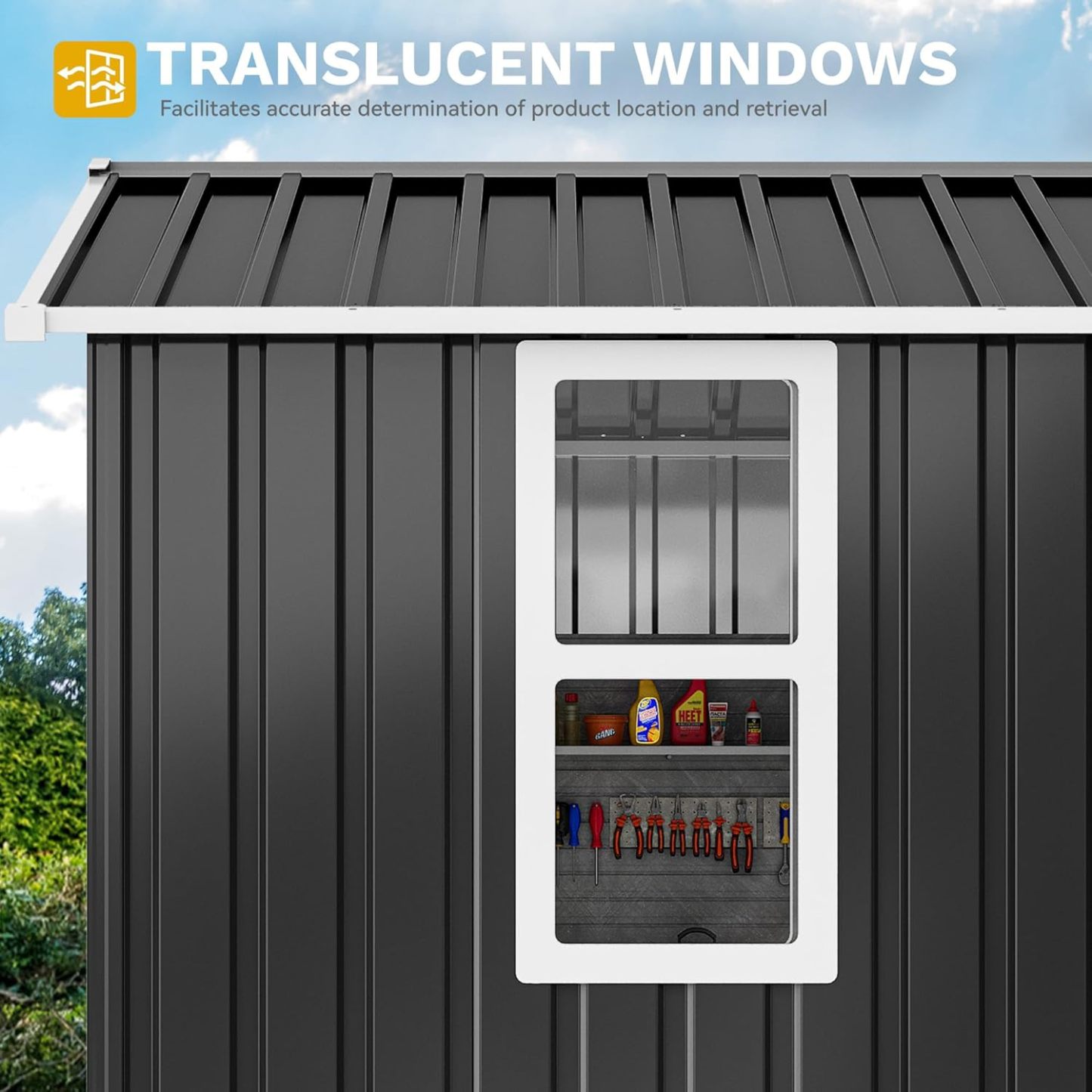 DWVO - Cobertizo de Almacenamiento para Exteriores con Ventana, 6 x 4 pies con Cerradura de Metal con Techo Inclinado para Herramientas, Bicicletas, Ideal para Patio Trasero, Patio, cochera, césped